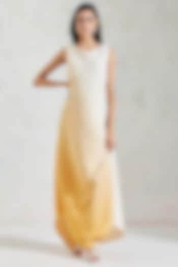 Ivory & Yellow Shaded Crinkle Crepe Dress by Kavita Bhartia