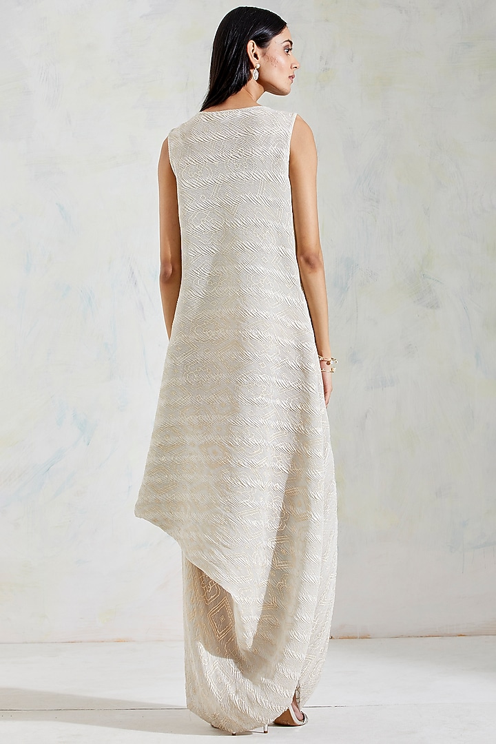 Ivory Crinkle Georgette Cowl Draped Dress by Kavita Bhartia at Pernia's Pop Up Shop