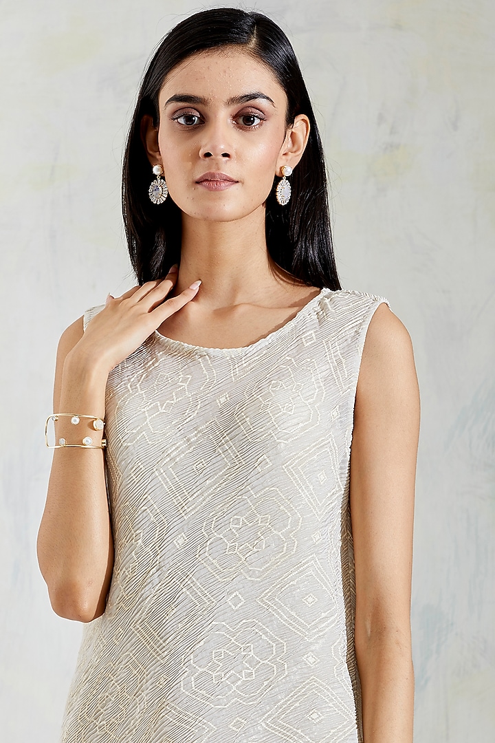 Ivory Crinkle Georgette Cowl Draped Dress by Kavita Bhartia at Pernia's Pop Up Shop
