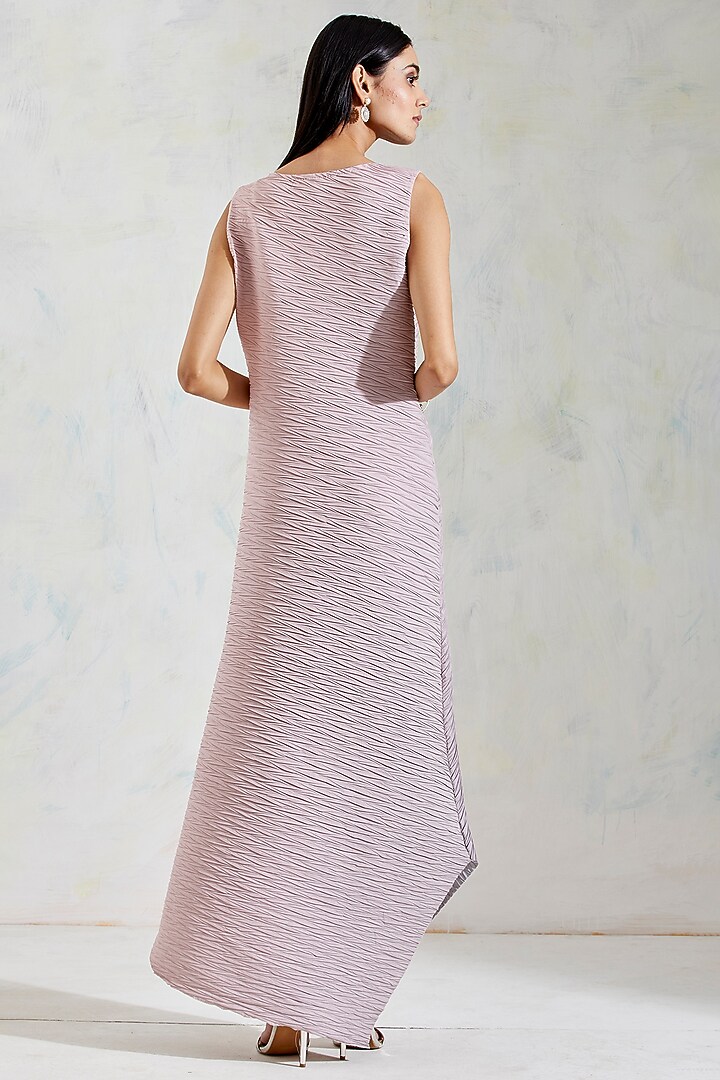 Pink & Grey Shaded Crinkle Crepe Draped Dress by Kavita Bhartia at Pernia's Pop Up Shop