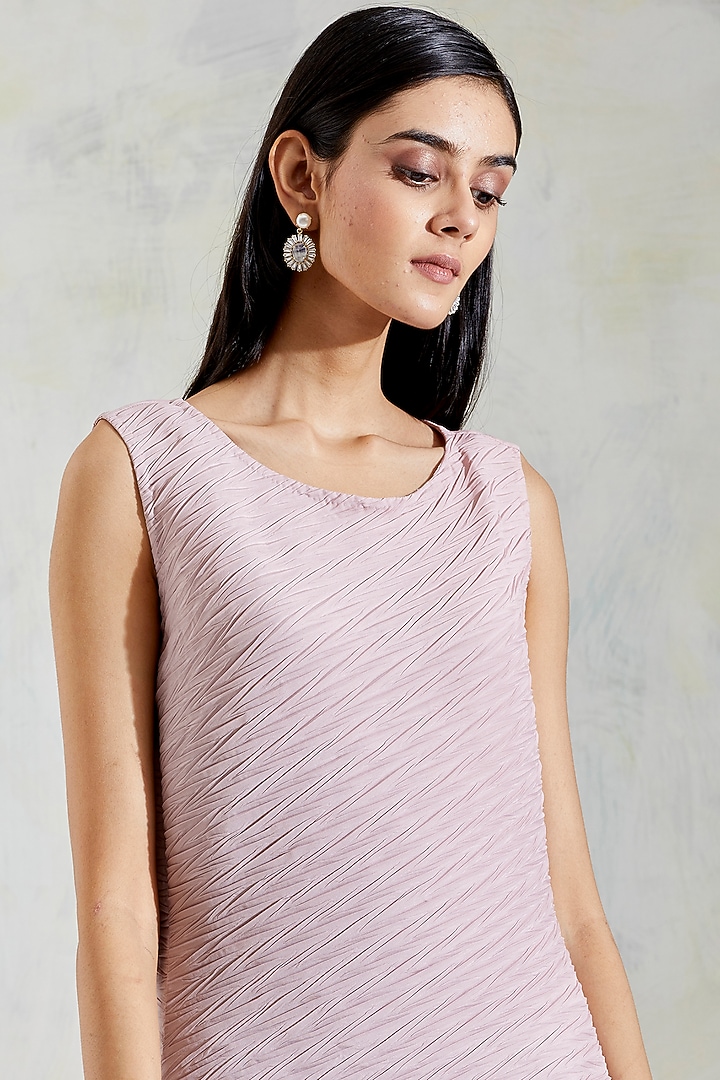 Pink & Grey Shaded Crinkle Crepe Draped Dress by Kavita Bhartia at Pernia's Pop Up Shop