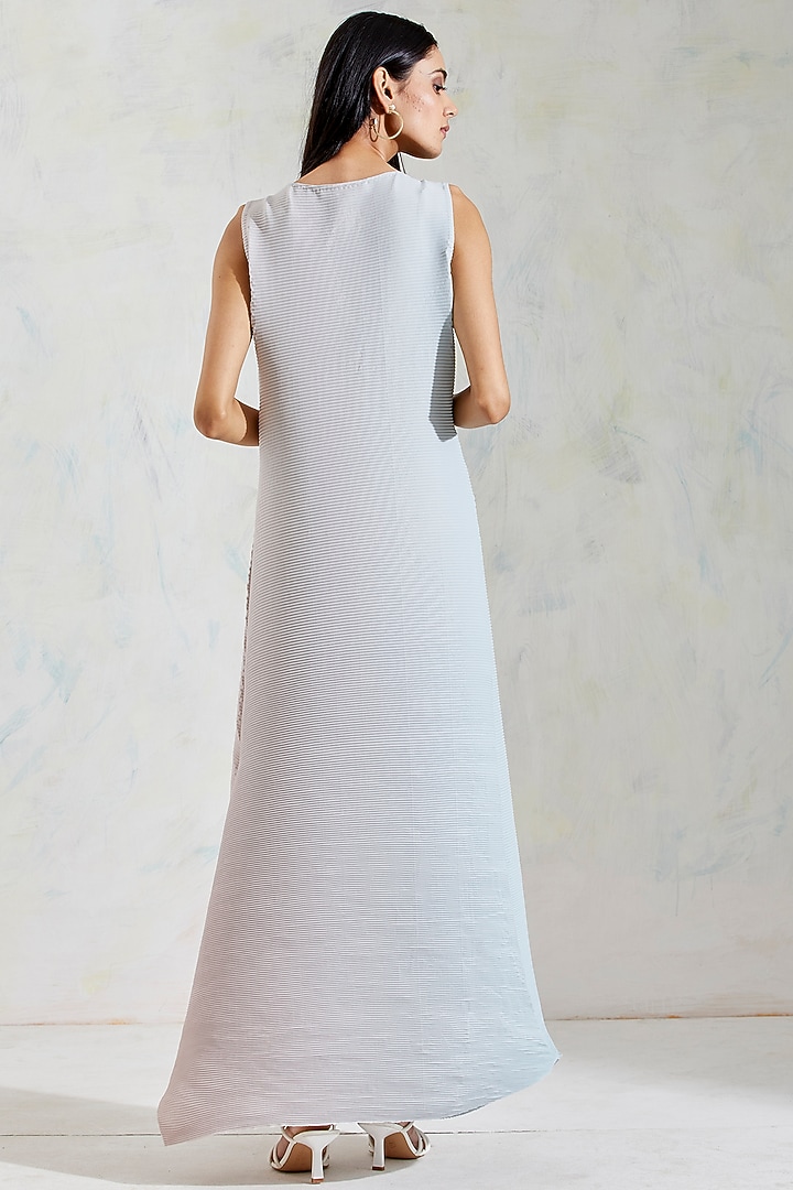 Aquatic Sage & Pink Shaded Crinkle Crepe Dress by Kavita Bhartia at Pernia's Pop Up Shop