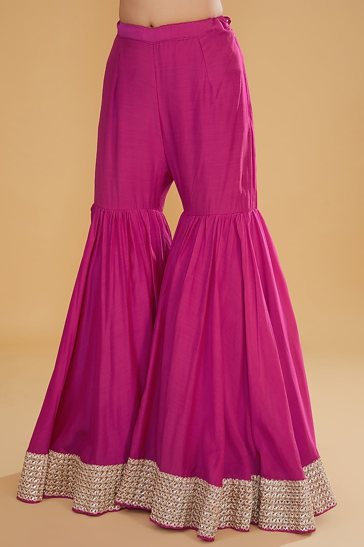 Fuchsia Modal Silk Wedding Sharara Set by Kavita Bhartia at Pernia's Pop Up Shop
