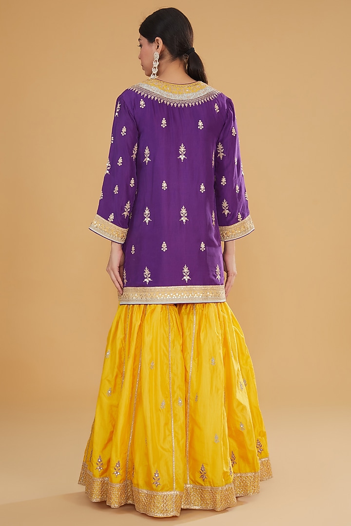 Mango Yellow Pure Silk Bridal Sharara Set by Kavita Bhartia at Pernia's Pop Up Shop