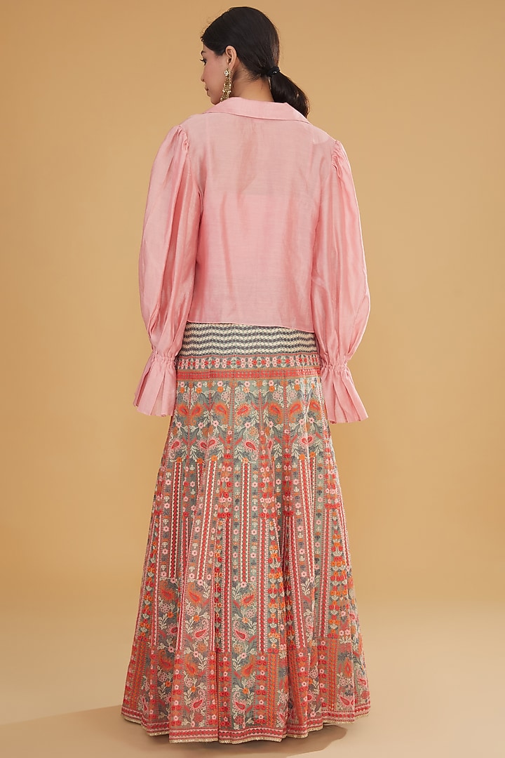 Multi-Colored Silk Organza Resham Embroidered Wedding Lehenga Set by Kavita Bhartia at Pernia's Pop Up Shop