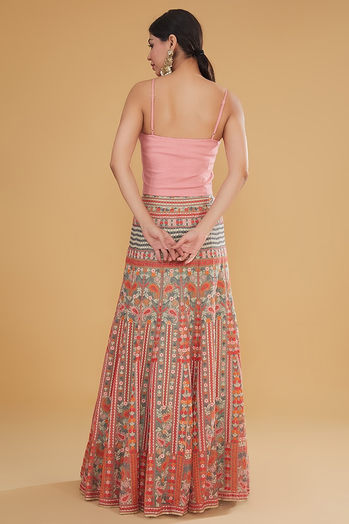 Multi-Colored Silk Organza Resham Embroidered Wedding Lehenga Set by Kavita Bhartia at Pernia's Pop Up Shop