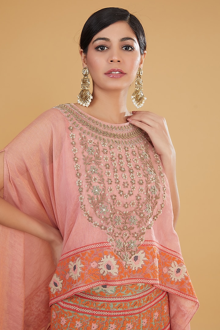 Multi-Colored Mesh Motif Cross-Stitched Embroidered Wedding Lehenga Set by Kavita Bhartia at Pernia's Pop Up Shop