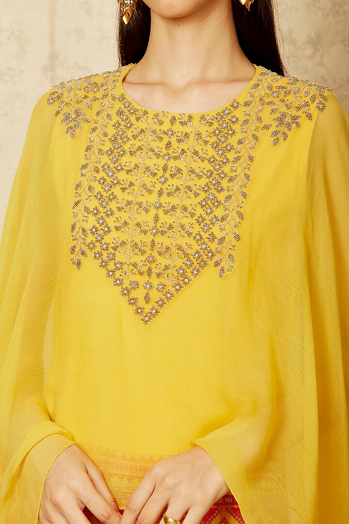 Yellow Embroidered Dress With Dupatta by Kavita Bhartia at Pernia's Pop Up Shop