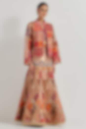 Multi-Colored Jacquard Tissue Embroidered Skirt Set by Kavita Bhartia at Pernia's Pop Up Shop