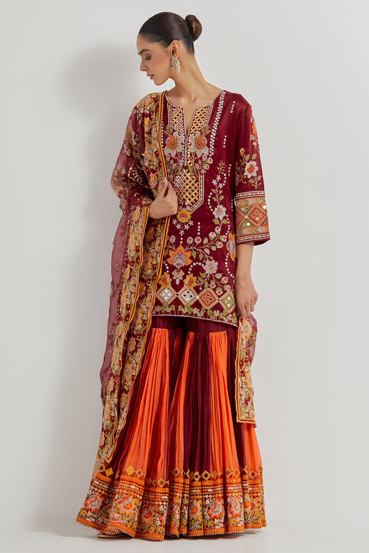Pink Tissue Zardosi Embroidered Bridal Sharara Set by Kavita Bhartia at Pernia's Pop Up Shop