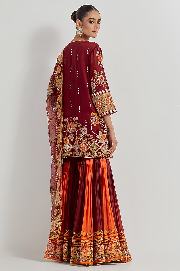 Pink Tissue Zardosi Embroidered Bridal Sharara Set by Kavita Bhartia at Pernia's Pop Up Shop