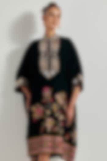 Black Velvet Hand Embellished Midi Vacation Dress by Kavita Bhartia at Pernia's Pop Up Shop