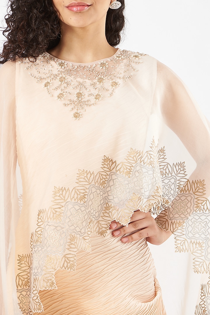 Yellow Crinkle Crepe Draped Vacation Dress by Kavita Bhartia at Pernia's Pop Up Shop