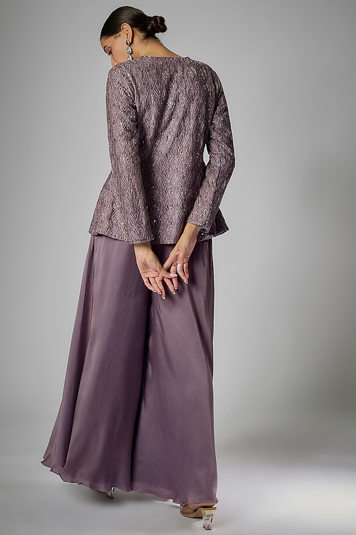 Purple Silk & Crepe Co-Ord Set by Kshitij Choudhary at Pernia's Pop Up Shop