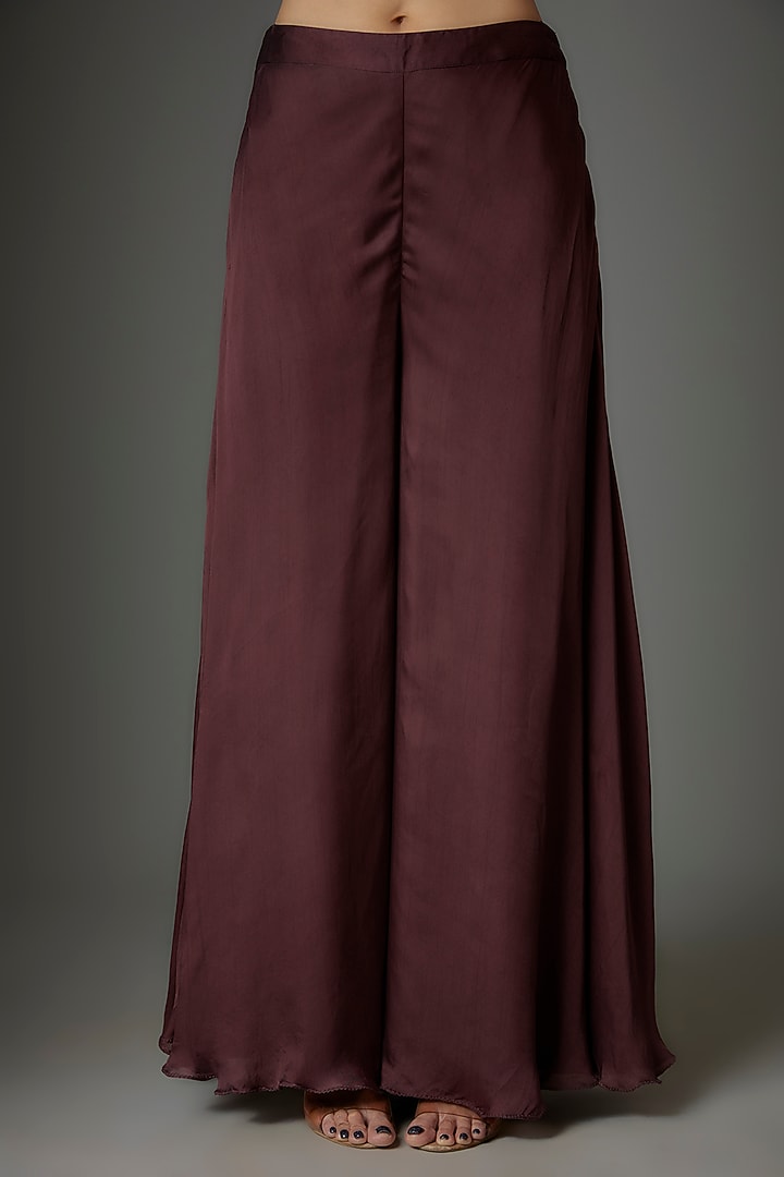 Clove Satin Georgette & Crepe Palazzo Pant Set by Kshitij Choudhary at Pernia's Pop Up Shop