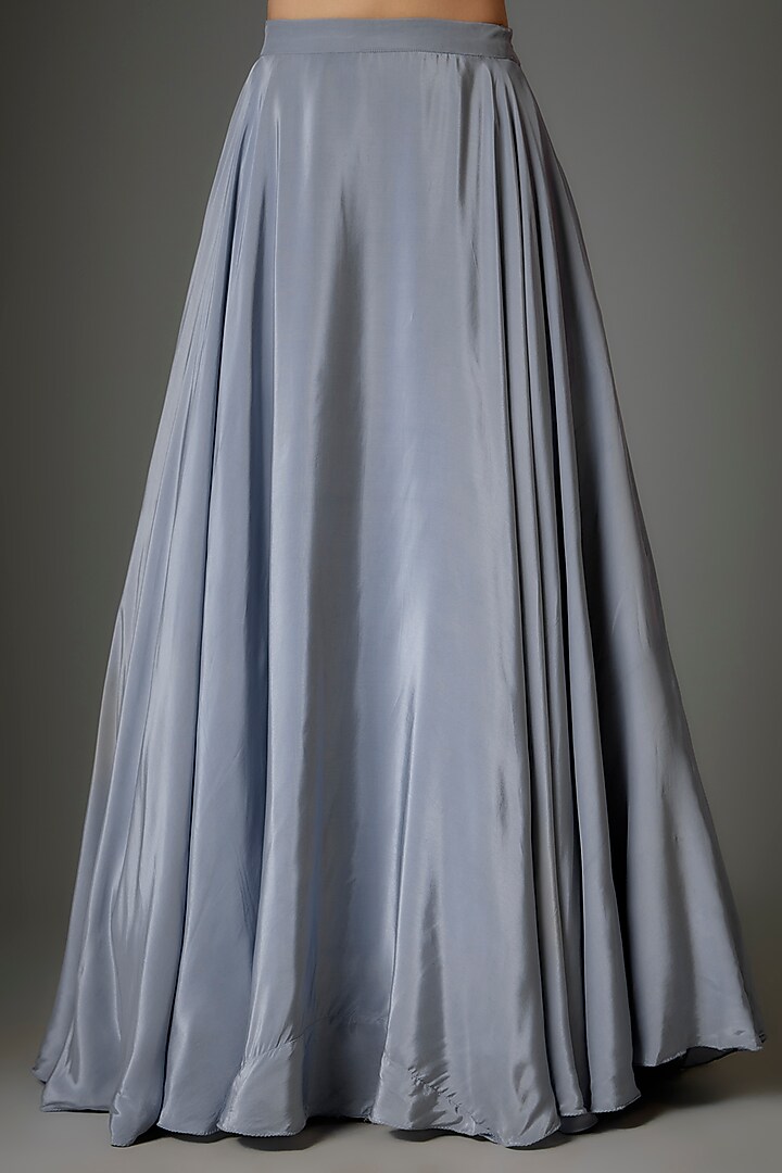 Lavender Grey Silk & Net Sequins Embroidered Cape Set by Kshitij Choudhary at Pernia's Pop Up Shop