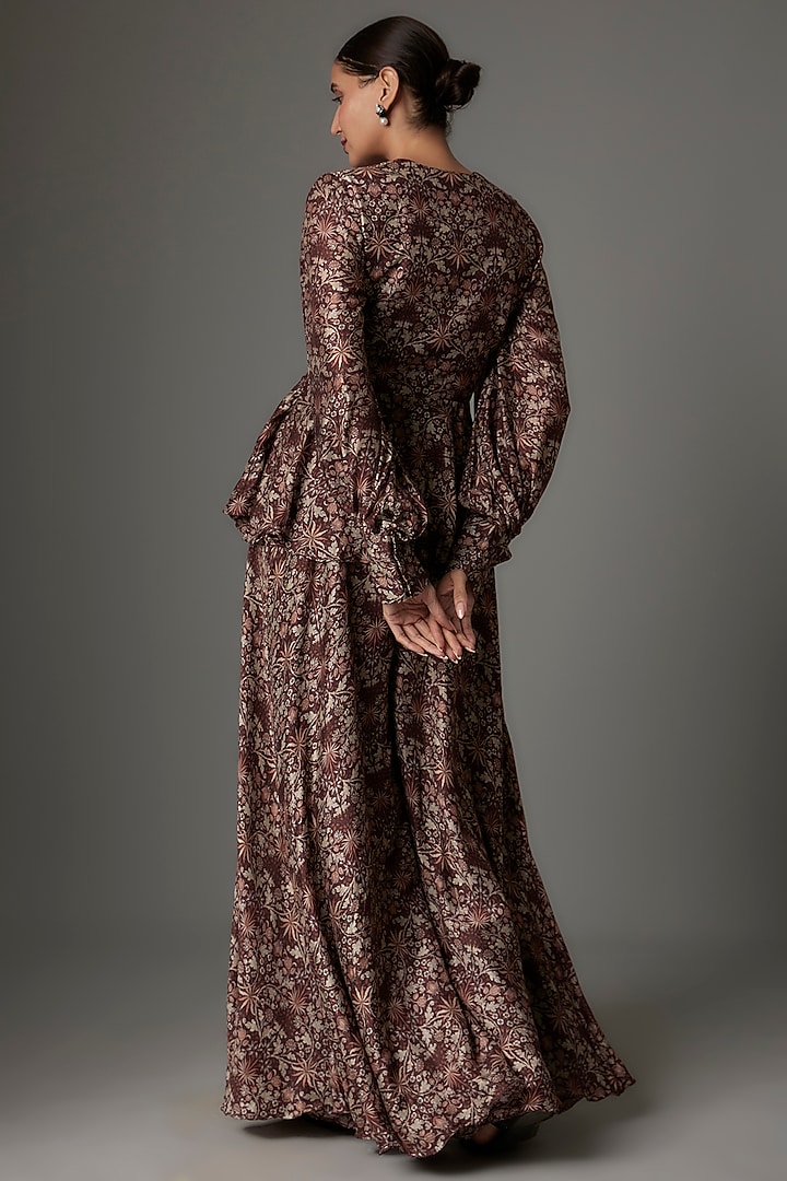 Brown Mul Silk Printed Co-Ord Set by Kshitij Choudhary at Pernia's Pop Up Shop