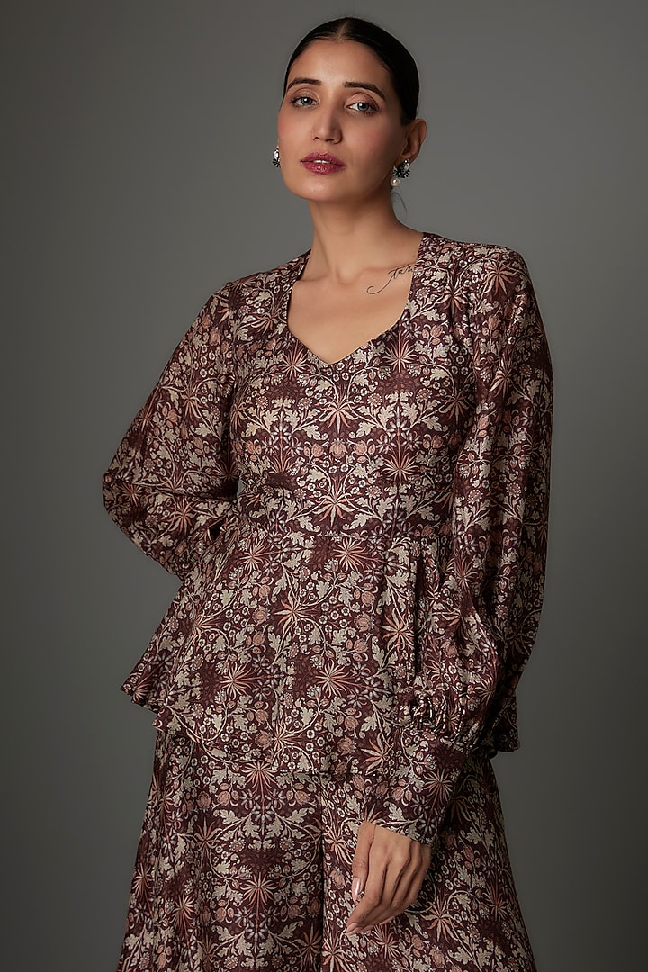 Brown Mul Silk Printed Co-Ord Set by Kshitij Choudhary at Pernia's Pop Up Shop