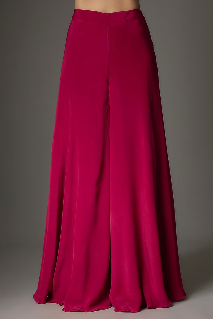 Cherry Red Net & Crepe Pitta Embroidered Co-Ord Set by Kshitij Choudhary at Pernia's Pop Up Shop