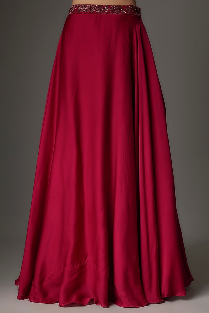 Cherry Red Organza Skirt Set by Kshitij Choudhary at Pernia's Pop Up Shop