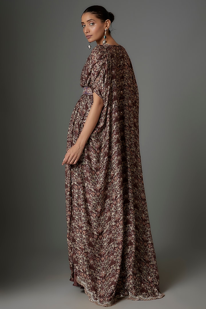 Clove Mul Silk & Crepe Printed Cape Set by Kshitij Choudhary at Pernia's Pop Up Shop