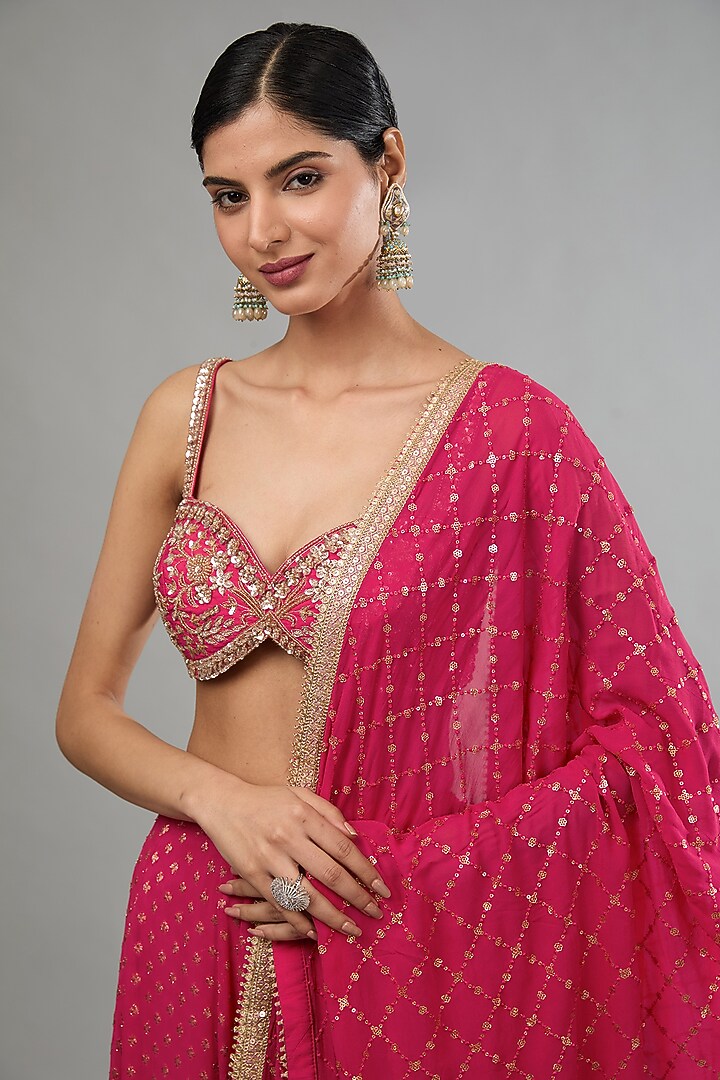 Pink Banarasi Georgette Skirt Set by Kapda Dori at Pernia's Pop Up Shop