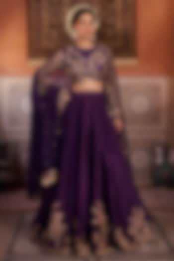 Purple Dupion Silk Sequins Embroidered  dulhan bday 22 may Lehenga Set by Kapda Dori at Pernia's Pop Up Shop