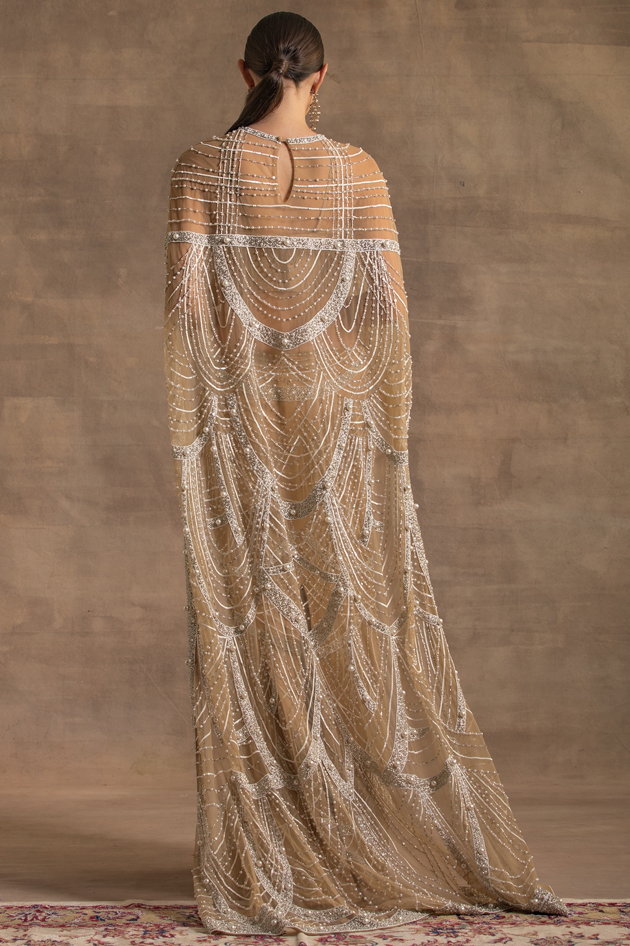 Gold Net Crystal Embroidered Mermaid Skirt Set by Kapda Dori at Pernia s Pop Up Shop 2024