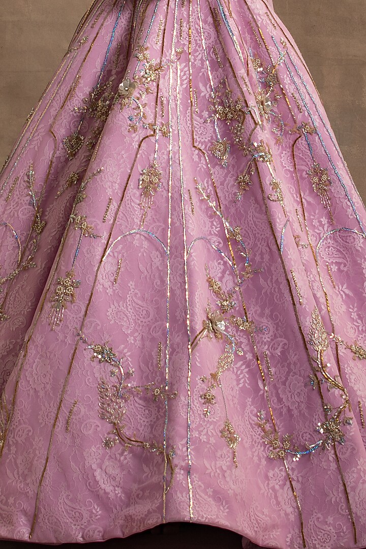 Lilac Net Cutdana Embroidered Bridal Lehenga Set by Kapda Dori at Pernia's Pop Up Shop