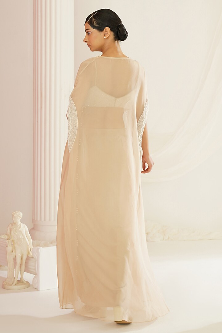 Nude Armani Satin Hand Embroidered Dhoti Set by Kapda Dori at Pernia's Pop Up Shop