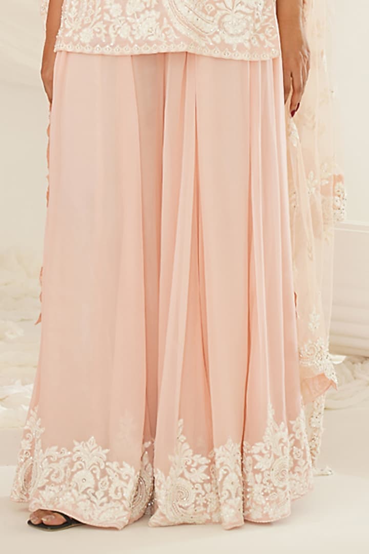 Blush Pink Georgette Sequins Embroidered Kurta Set by Kapda Dori at Pernia's Pop Up Shop