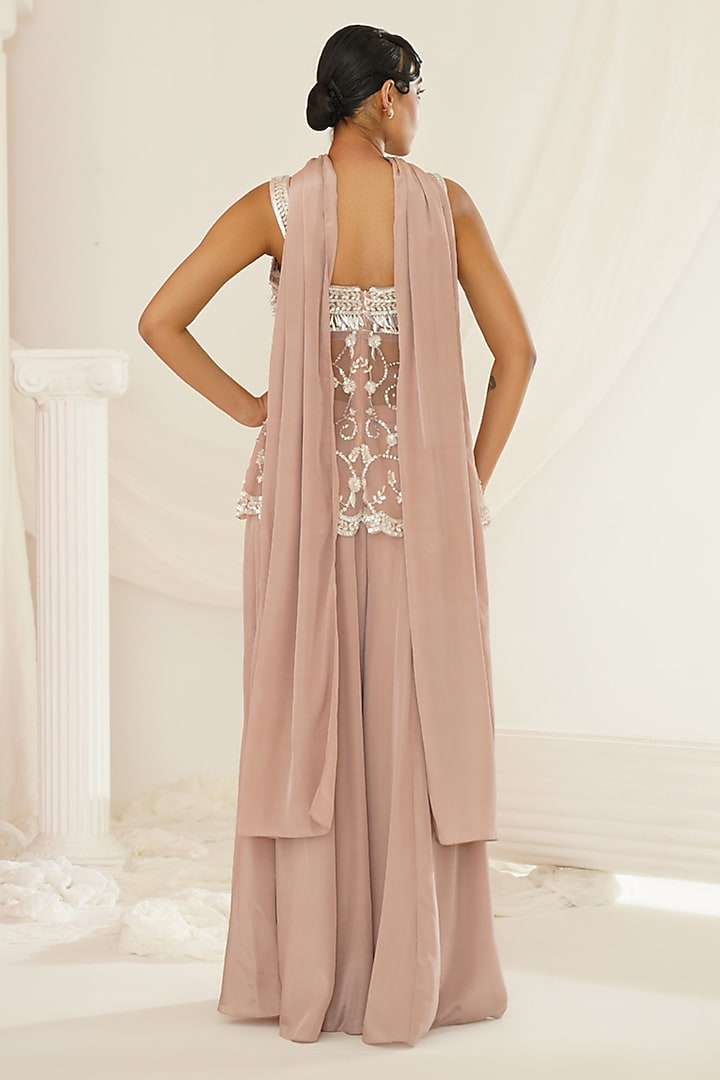 Nude Satin Chiffon Embroidered Bridal Sharara Set by Kapda Dori at Pernia's Pop Up Shop