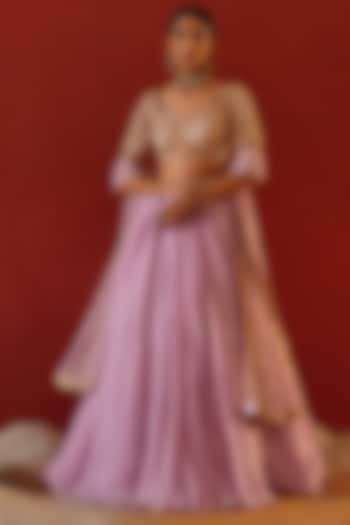 Lavender Organza Wedding Lehenga Set by Kapda Dori at Pernia's Pop Up Shop