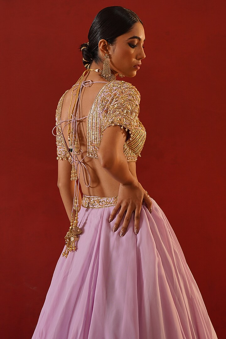 Lavender Organza Wedding Lehenga Set by Kapda Dori at Pernia's Pop Up Shop