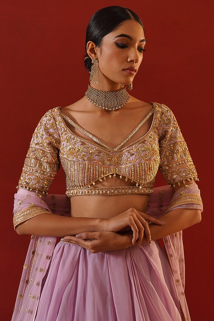 Lavender Organza Wedding Lehenga Set by Kapda Dori at Pernia's Pop Up Shop