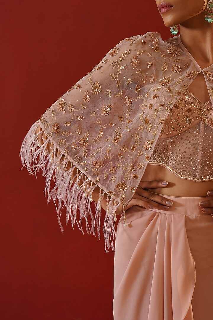 Blush Pink Satin Dhoti Set by Kapda Dori at Pernia's Pop Up Shop