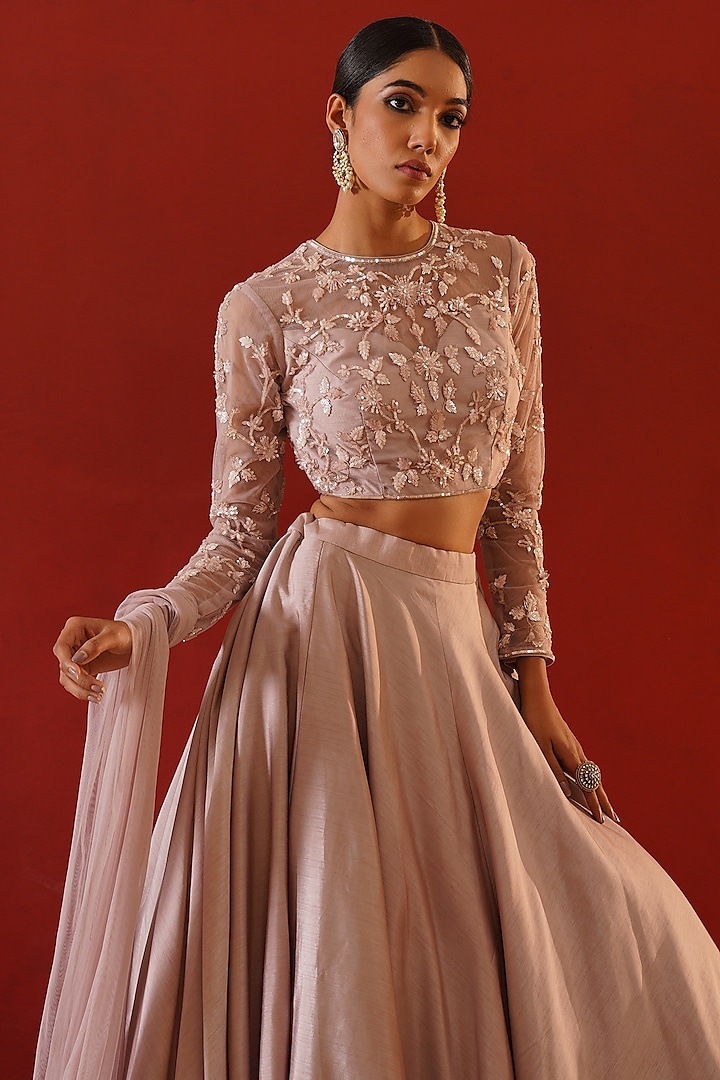 Blush Pink Dupion Silk Wedding Lehenga Set by Kapda Dori at Pernia's Pop Up Shop