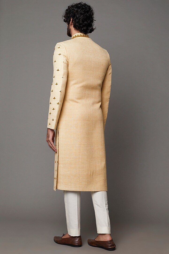 Cream Embroidered Wedding Sherwani by Kaleidoscope at Pernia's Pop Up Shop
