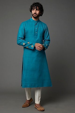 Teal Green Embroidered Kurta by Kaleidoscope