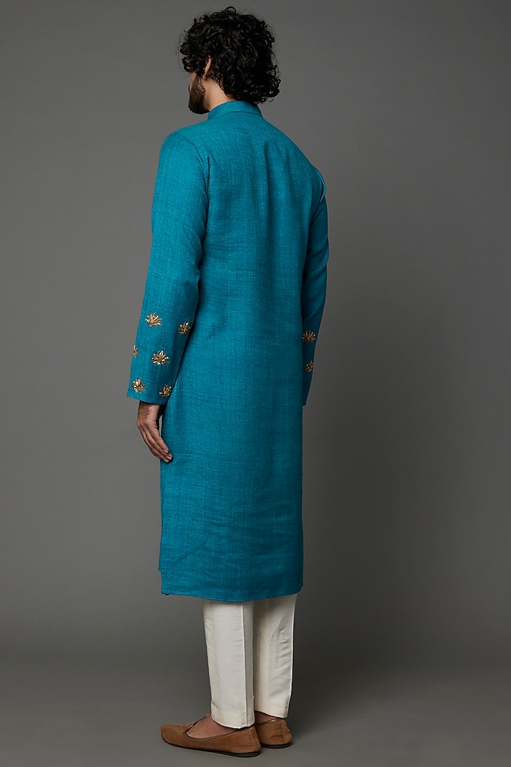Teal Green Embroidered Kurta by Kaleidoscope at Pernia's Pop Up Shop