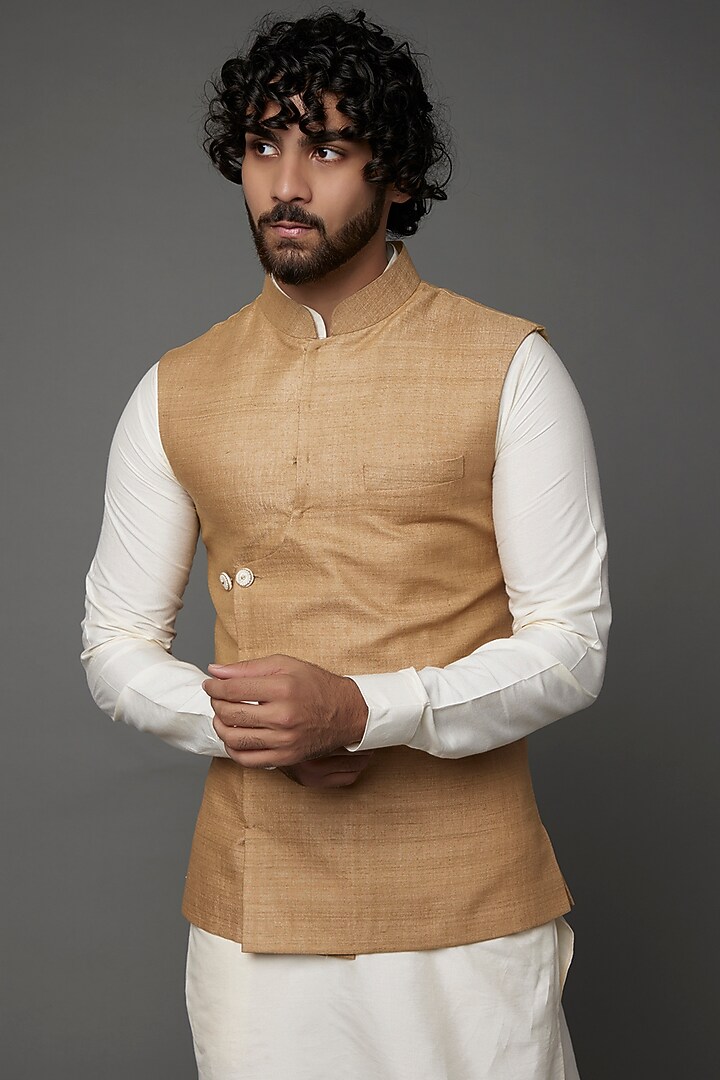 Light Brown Matka Bundi Jacket by Kaleidoscope at Pernia's Pop Up Shop
