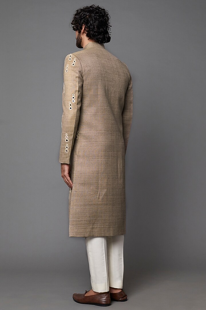 Grey Embroidered Wedding Sherwani by Kaleidoscope at Pernia's Pop Up Shop