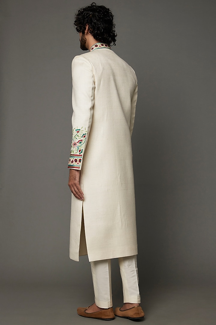 Off-White Embroidered Wedding Sherwani by Kaleidoscope at Pernia's Pop Up Shop