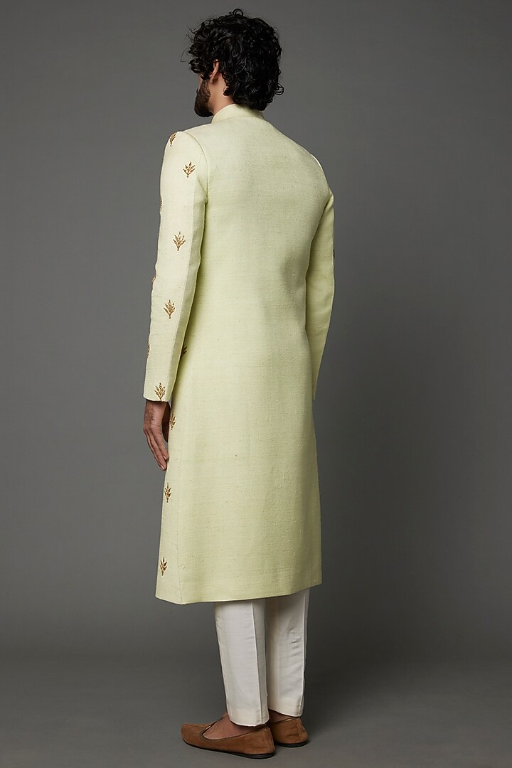 Pastel Green Embroidered Wedding Sherwani by Kaleidoscope at Pernia's Pop Up Shop
