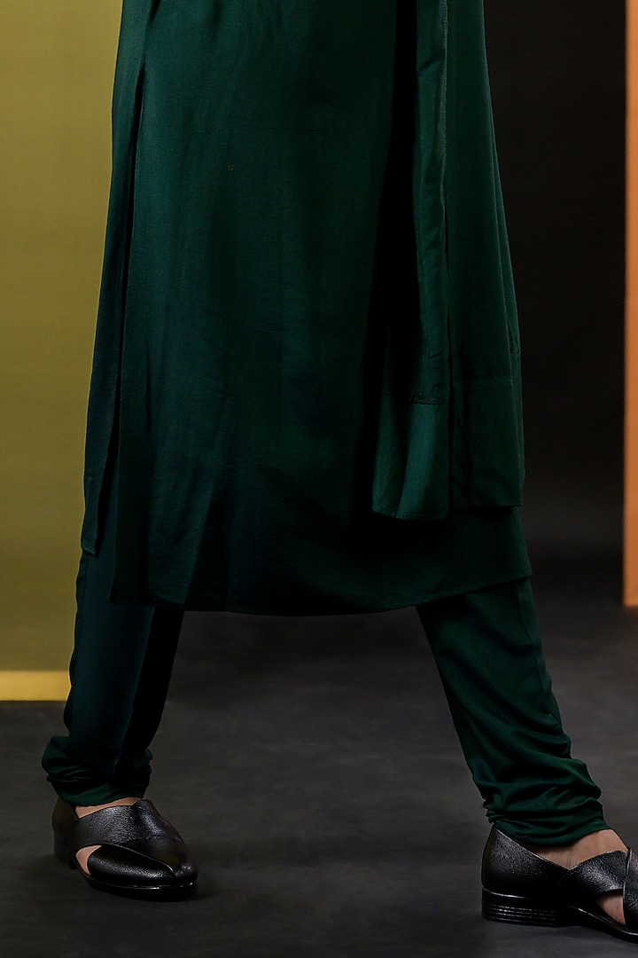Dark Green Cotton Silk Kurta Set by Kaleidoscope at Pernia's Pop Up Shop