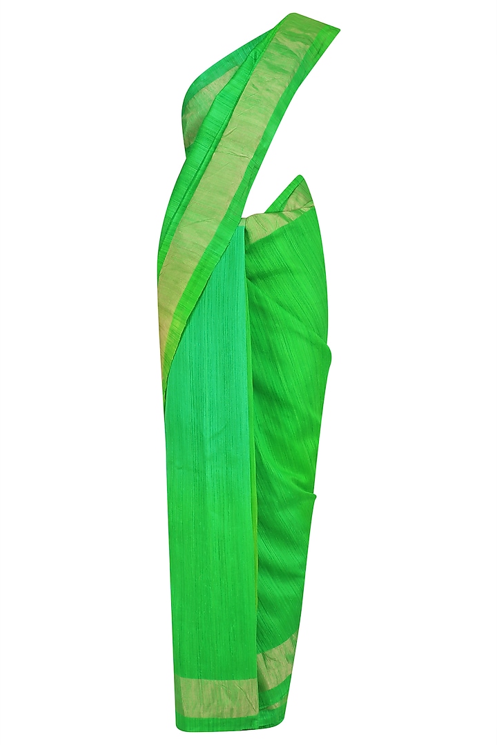 Green Printed Motifs Handloom Saree by Karma Designs