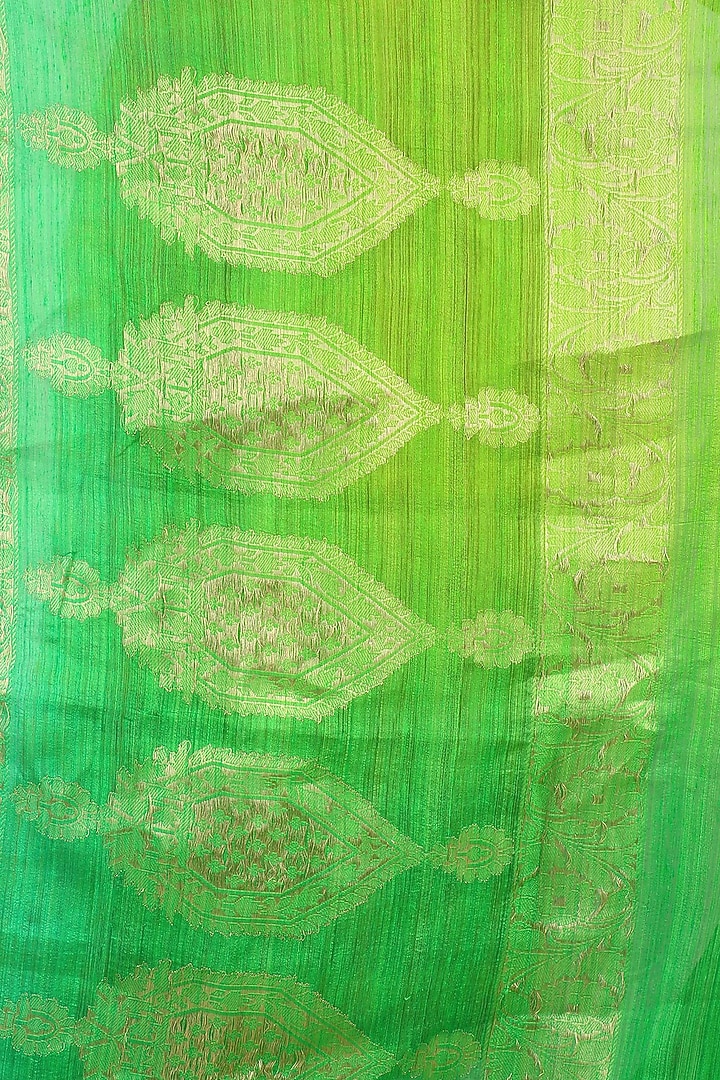 Green printed motifs handloom saree available only at Pernia's Pop Up Shop.