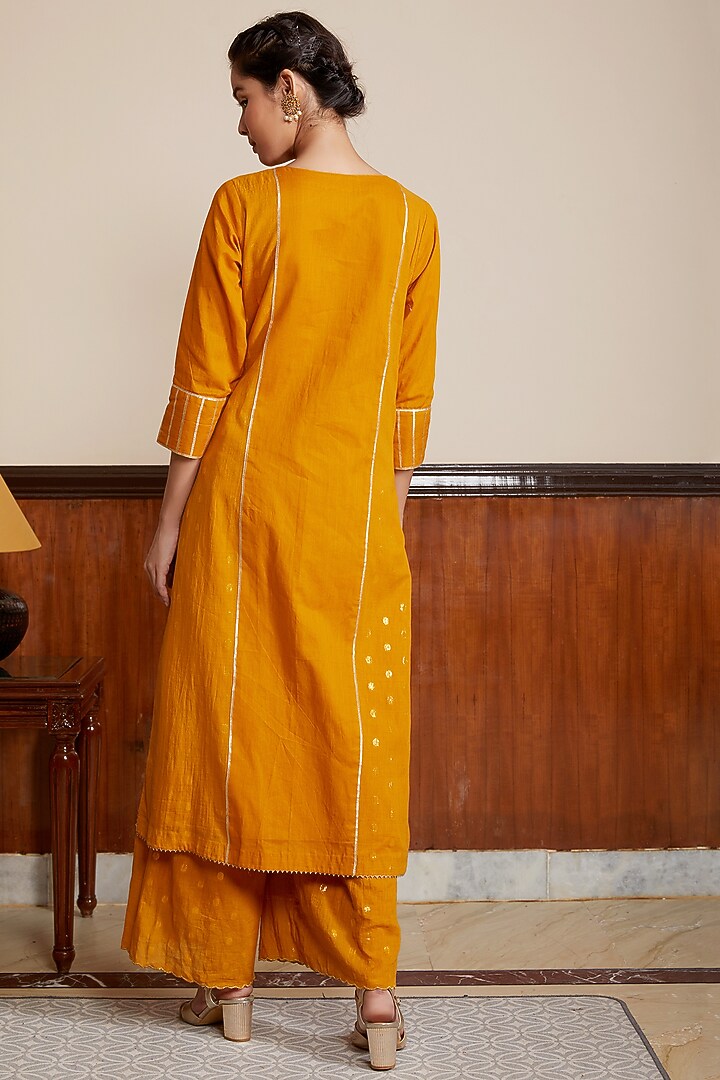 Yellow Soft Cotton Kurta Set by Kefi Collections at Pernia's Pop Up Shop