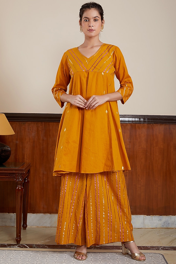 Yellow Soft Cotton Kurta Set by Kefi Collections at Pernia's Pop Up Shop