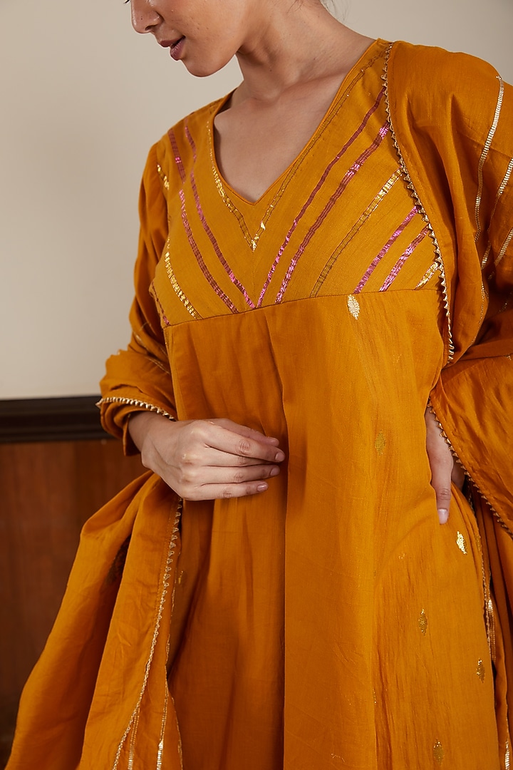 Yellow Soft Cotton Kurta Set by Kefi Collections at Pernia's Pop Up Shop